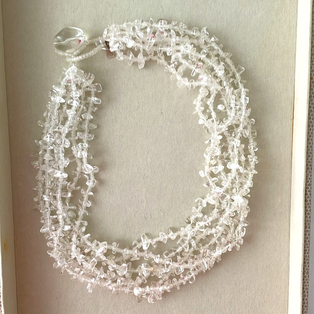 Multi Strand Natural Clear Rock Quartz Crystal Necklace